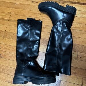 Black Knee-High Leather Boots